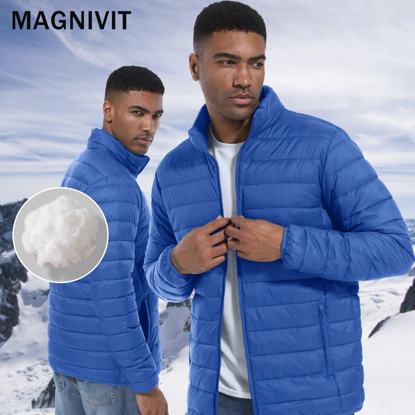 MAGNIVIT Men's Puffer Jackets Lightweight Warm Winter Coat Water-Repellent Windbreaker Insulated Quilted Packable Jacket