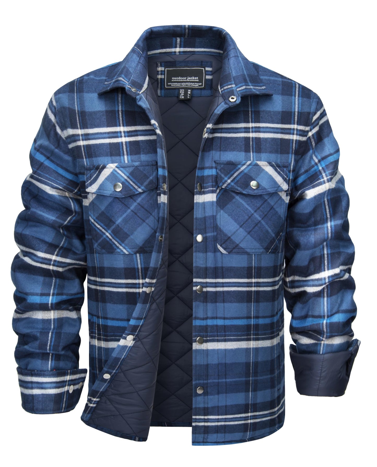 MAGNIVIT Mens Flannel Shirt Jacket Plaid Quilted Lined Coat Button Down Shirts Jacket Casual Winter Coat with Pocket