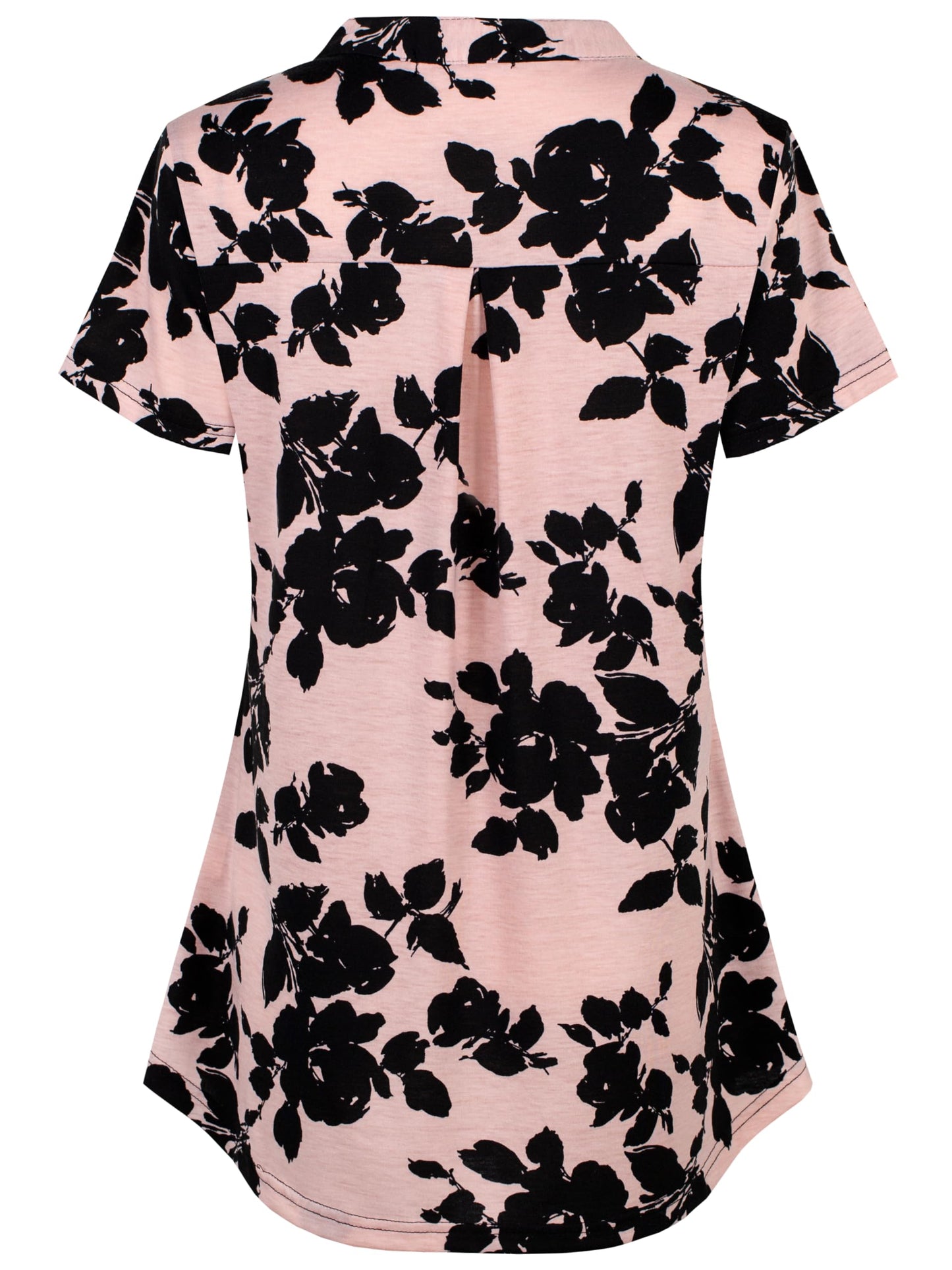 Ninedaily Women's Summer Tops Short Sleeve Casual Blouse Zip Floral Tunic Shirts