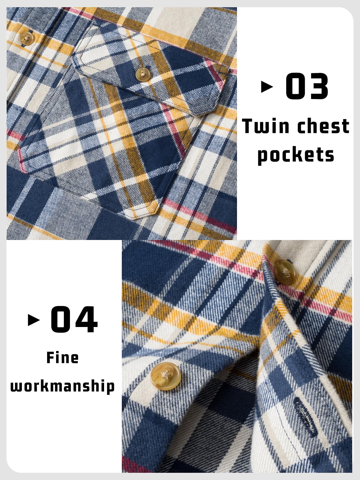 MAGNIVIT Men's Button Down Regular Fit Long Sleeve Plaid Flannel Casual Shirts