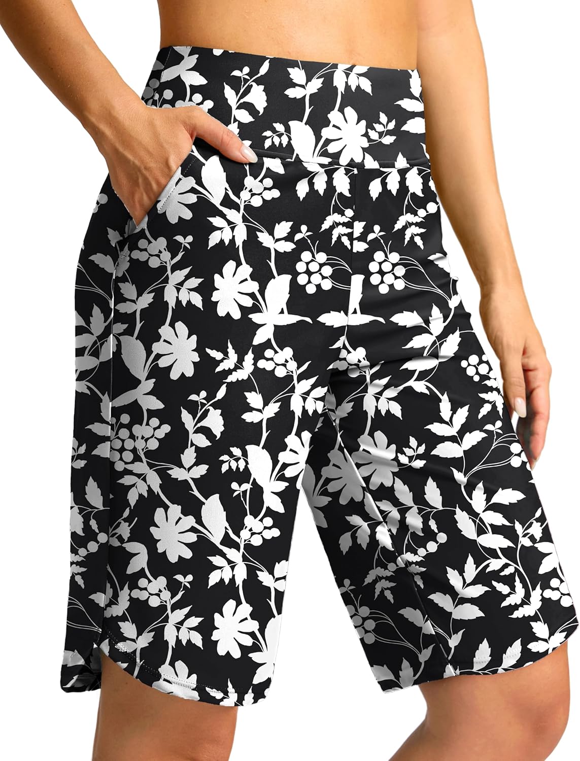 G Gradual Women's High Waisted Swim Board Shorts 11" Knee Length Beach Swimming Long Shorts for Women with Pockets Liner