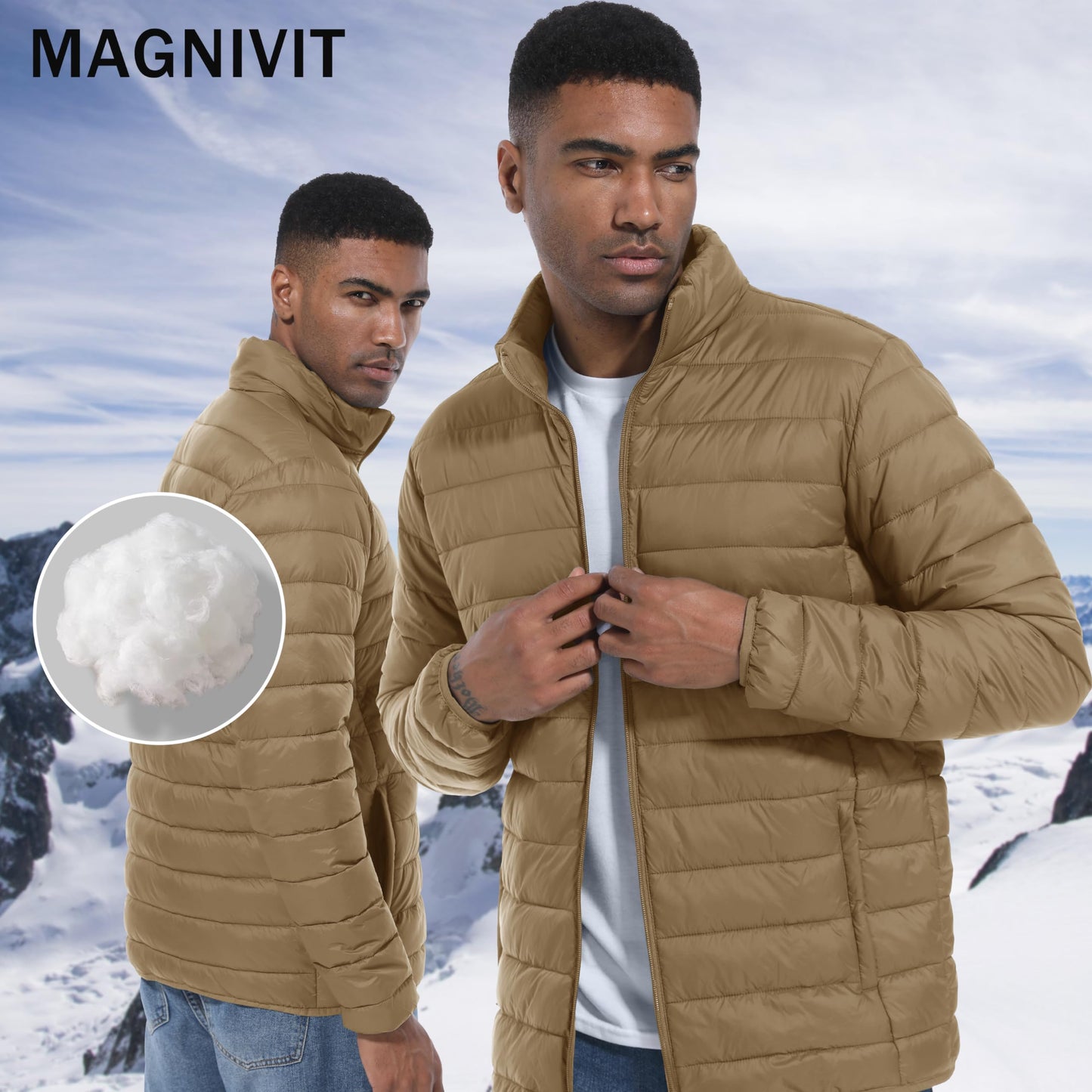 MAGNIVIT Men's Puffer Jackets Lightweight Warm Winter Coat Water-Repellent Windbreaker Insulated Quilted Packable Jacket