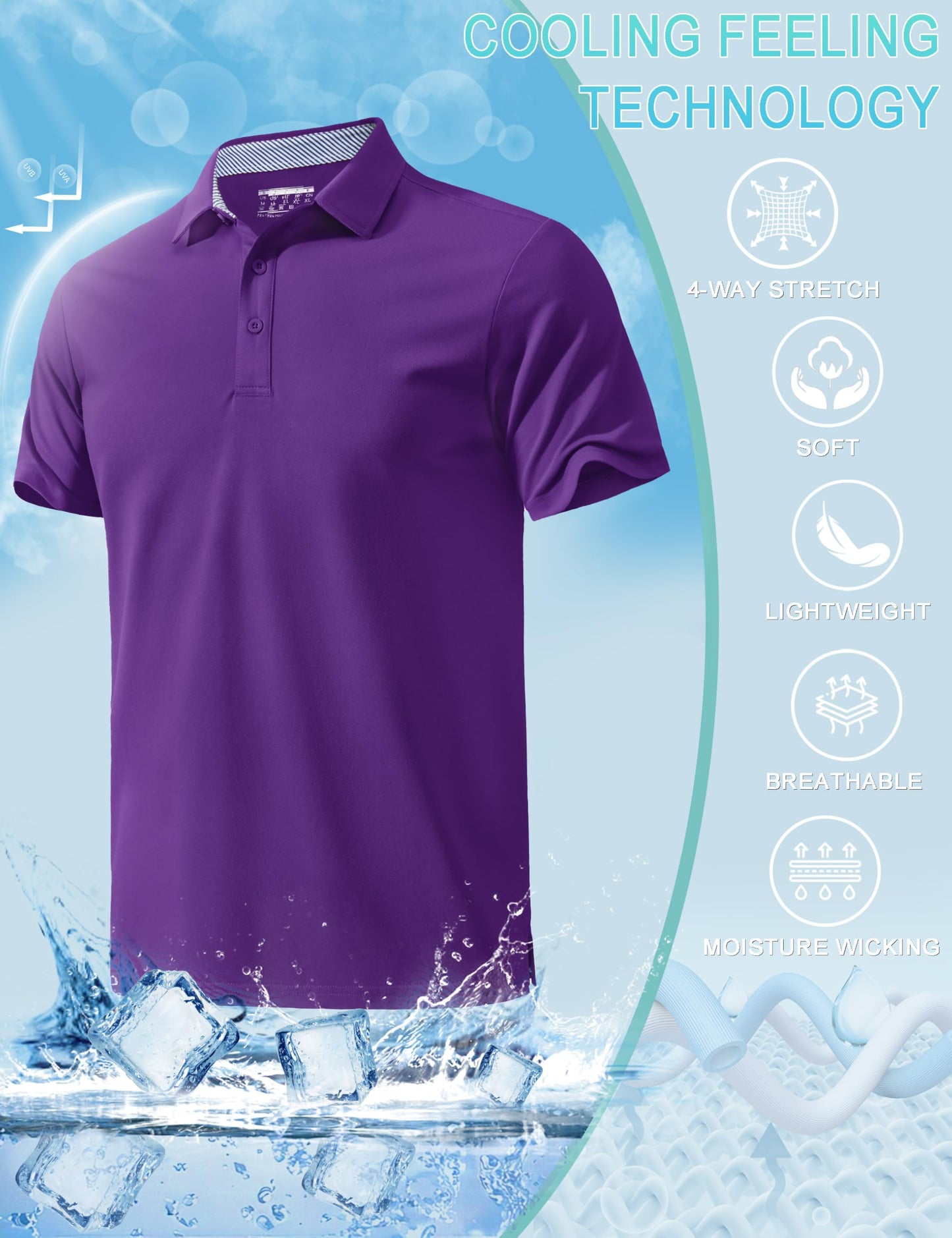 MAGNIVIT Mens Polo Shirts Short Sleeve Athletic Golf Shirts Moisture Wicking 3-Button Casual Cotton Collared Shirt