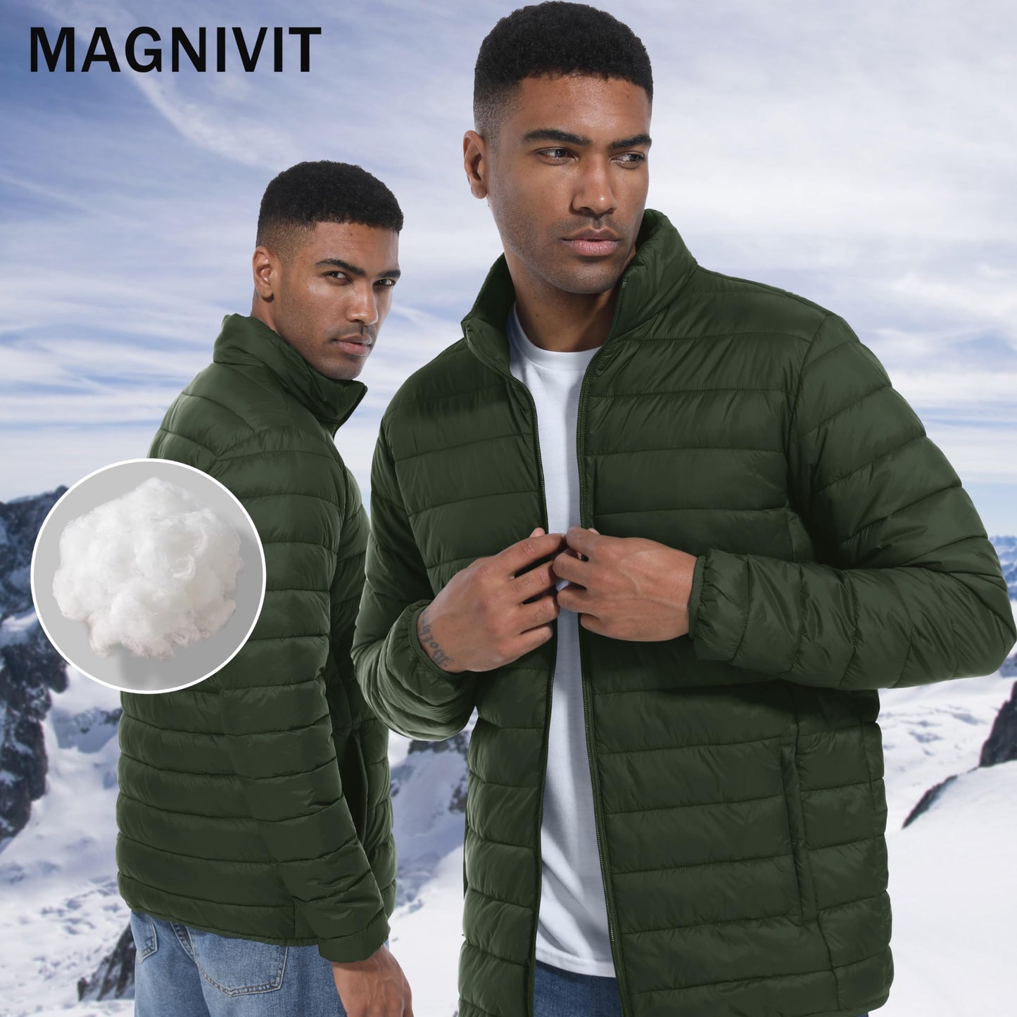 MAGNIVIT Men's Puffer Jackets Lightweight Warm Winter Coat Water-Repellent Windbreaker Insulated Quilted Packable Jacket