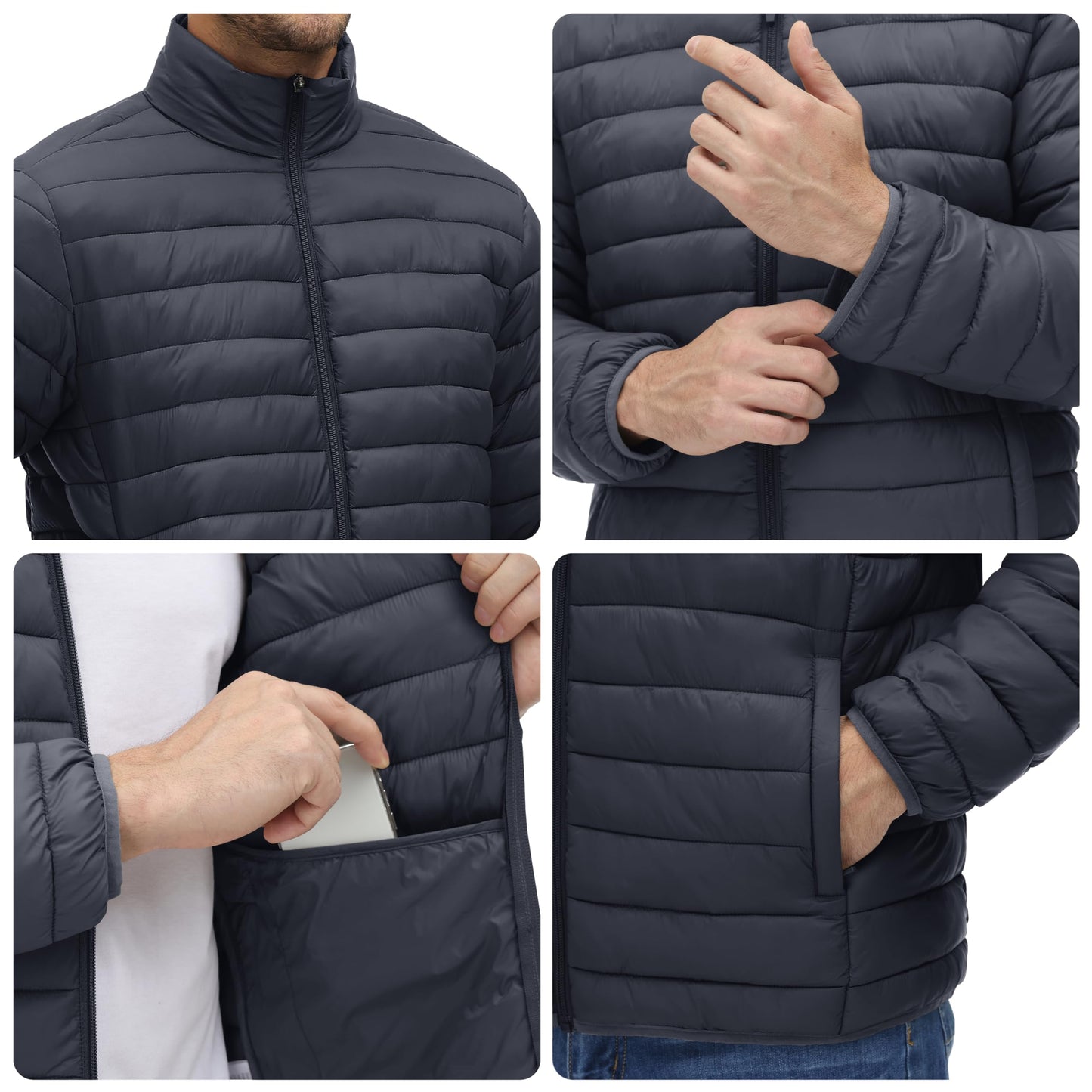 MAGNIVIT Men's Puffer Jackets Lightweight Warm Winter Coat Water-Repellent Windbreaker Insulated Quilted Packable Jacket