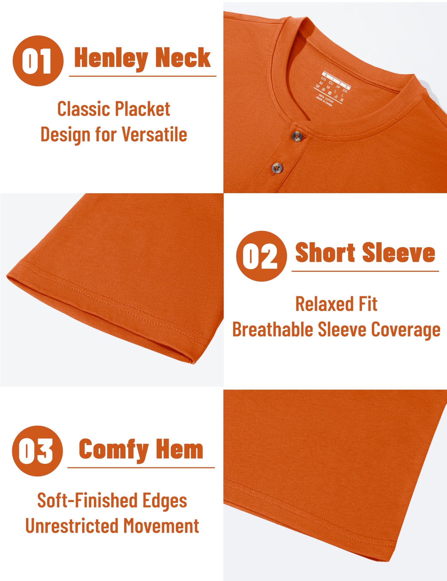 MAGNIVIT Mens Henley Shirts Short Sleeve Cotton Casual Summer Basic T-Shirts 3 Button Solid Collarless Shirts for Work