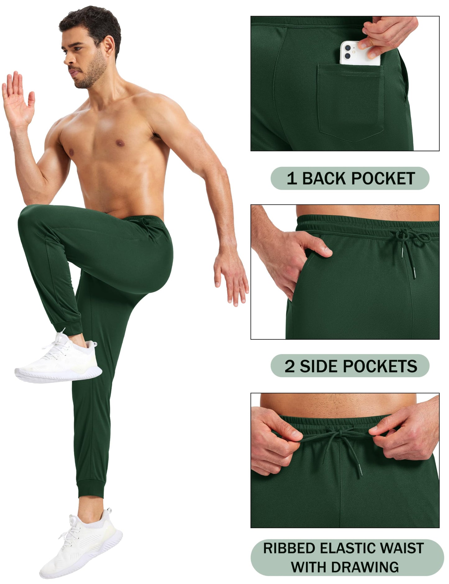 MAGNIVIT Men's Lightweight Joggers Sweatpants with Pockets Breathable Quick Dry Athletic for Running Gym Work Out