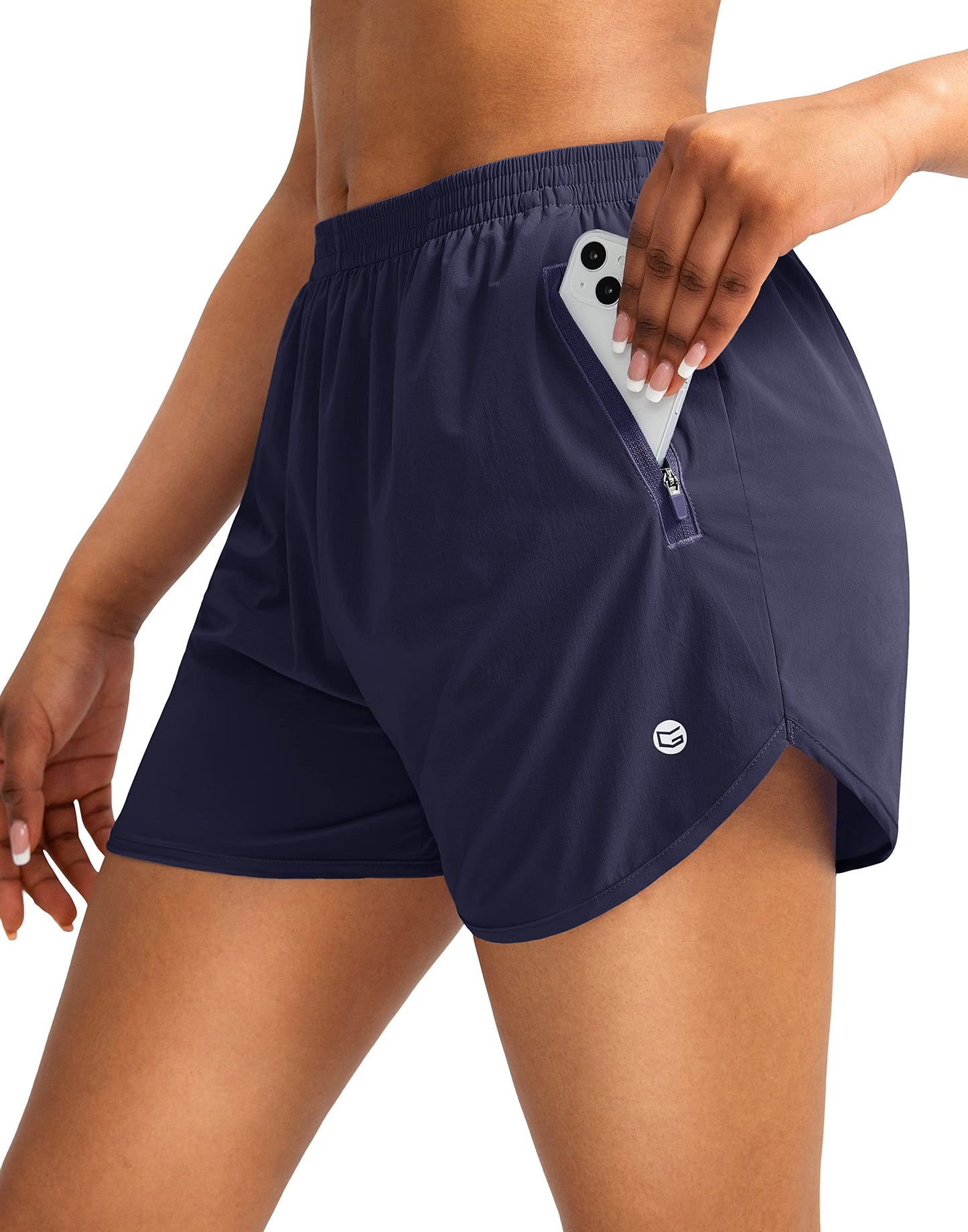G Gradual Women's Running Shorts with Zipper Pockets Quick Dry Athletic Workout Gym 3" Shorts for Women with Comfy Liner