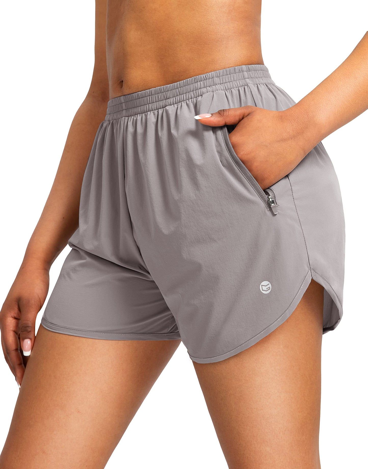 G Gradual Women's Running Shorts with Zipper Pockets Quick Dry Athletic Workout Gym 3" Shorts for Women with Comfy Liner