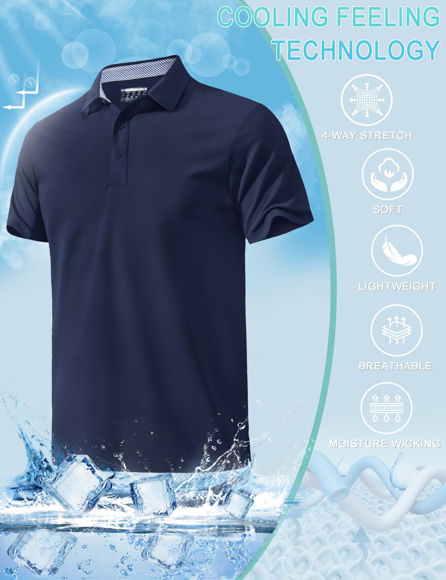 MAGNIVIT Mens Polo Shirts Short Sleeve Athletic Golf Shirts Moisture Wicking 3-Button Casual Cotton Collared Shirt
