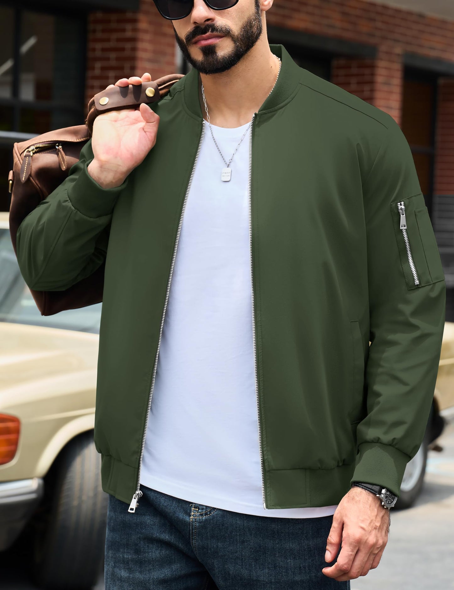 MAGNIVIT Men's Lightweight Bomber Jacket Windbreaker Casual Fall Spring Outdoor Coat
