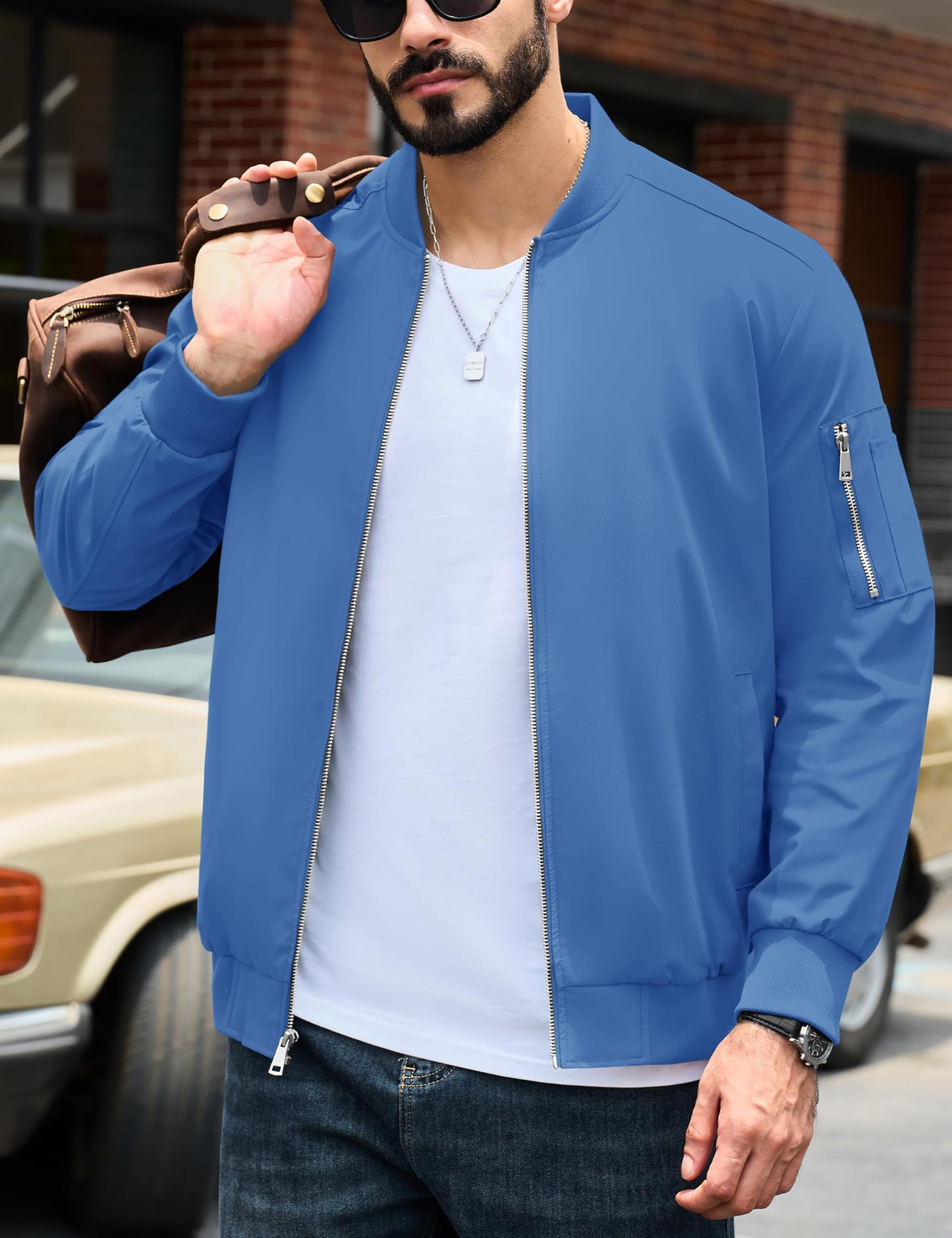 MAGNIVIT Men's Lightweight Bomber Jacket Windbreaker Casual Fall Spring Outdoor Coat