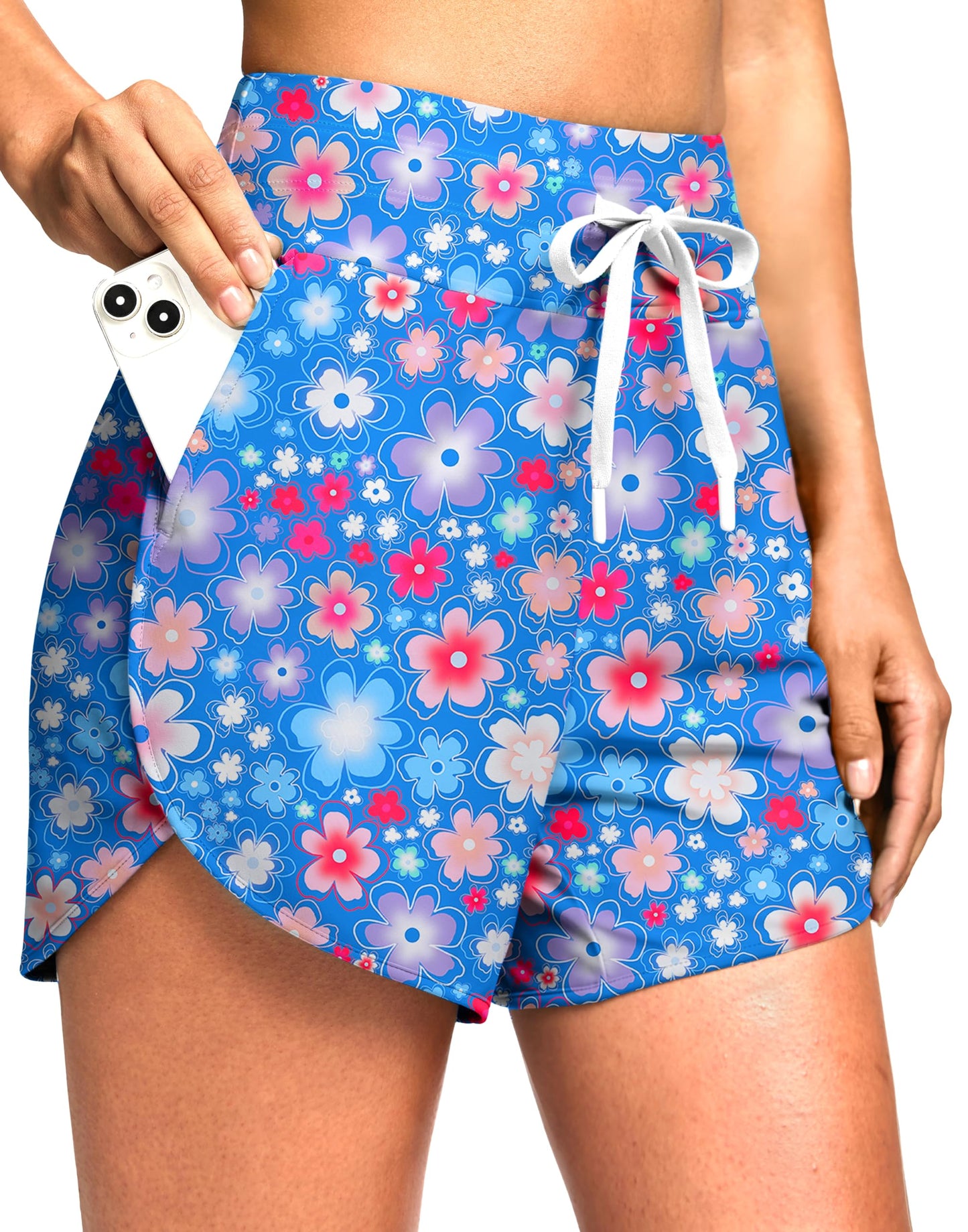 G Gradual Women's 4'' High Waisted Swim Board Shorts Quick Dry Swimming Bathing Suit Bottoms for Women with Pockets Liner