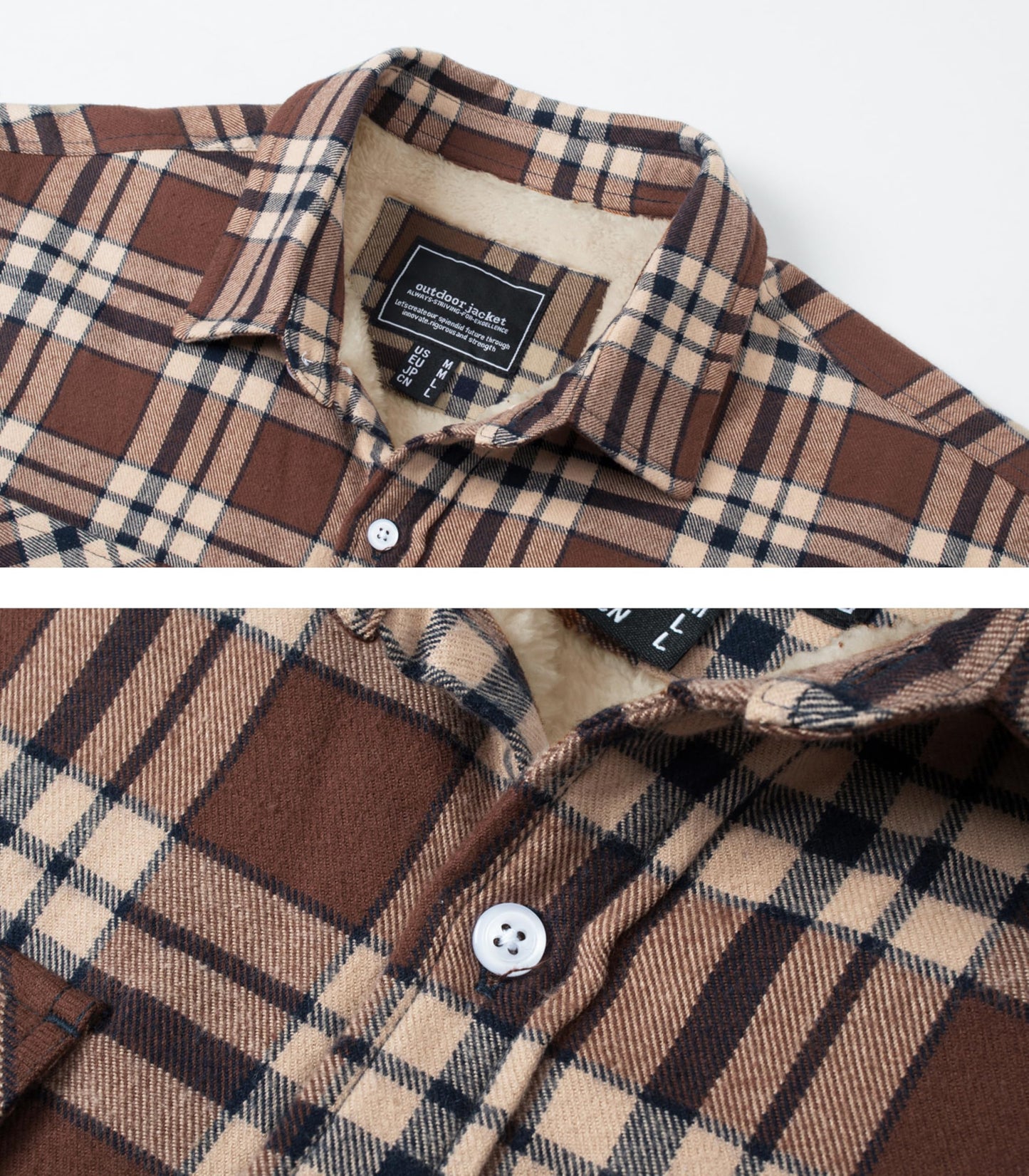 MAGNIVIT Mens Flannel Plaid Shirts Fleece Warm Winter Coat Sherpa Lining Jackets Soft Thickened Outwear Casual Outdoor Travel