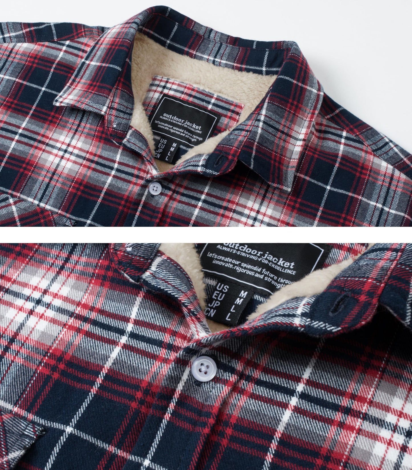 MAGNIVIT Mens Flannel Plaid Shirts Fleece Warm Winter Coat Sherpa Lining Jackets Soft Thickened Outwear Casual Outdoor Travel