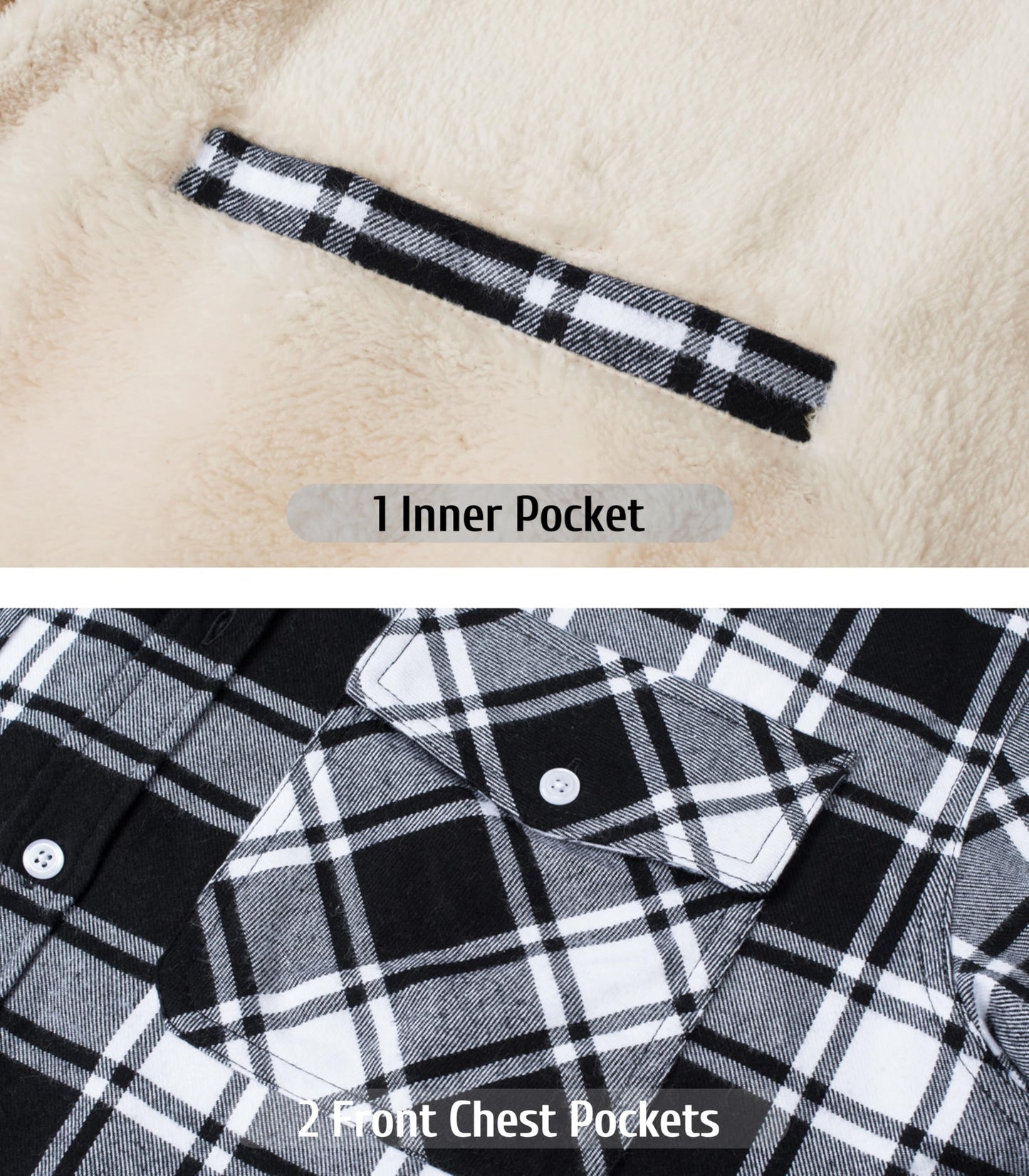 MAGNIVIT Mens Flannel Plaid Shirts Fleece Warm Winter Coat Sherpa Lining Jackets Soft Thickened Outwear Casual Outdoor Travel