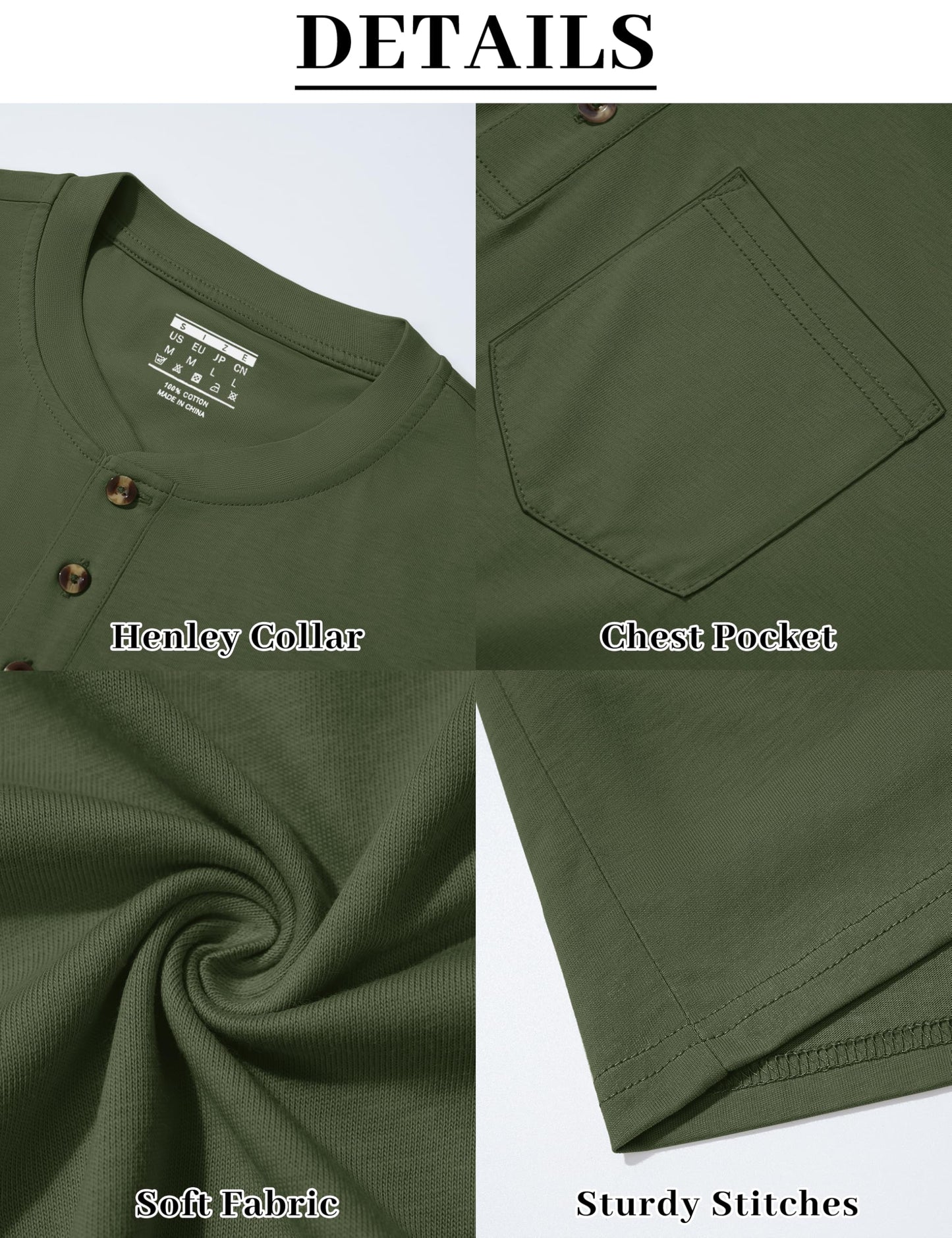 MAGNIVIT Mens Henley Shirts Long Sleeve with Pocket Fall Cotton Casual T-Shirts Plain Moisture Wicking Tee with 3 Button