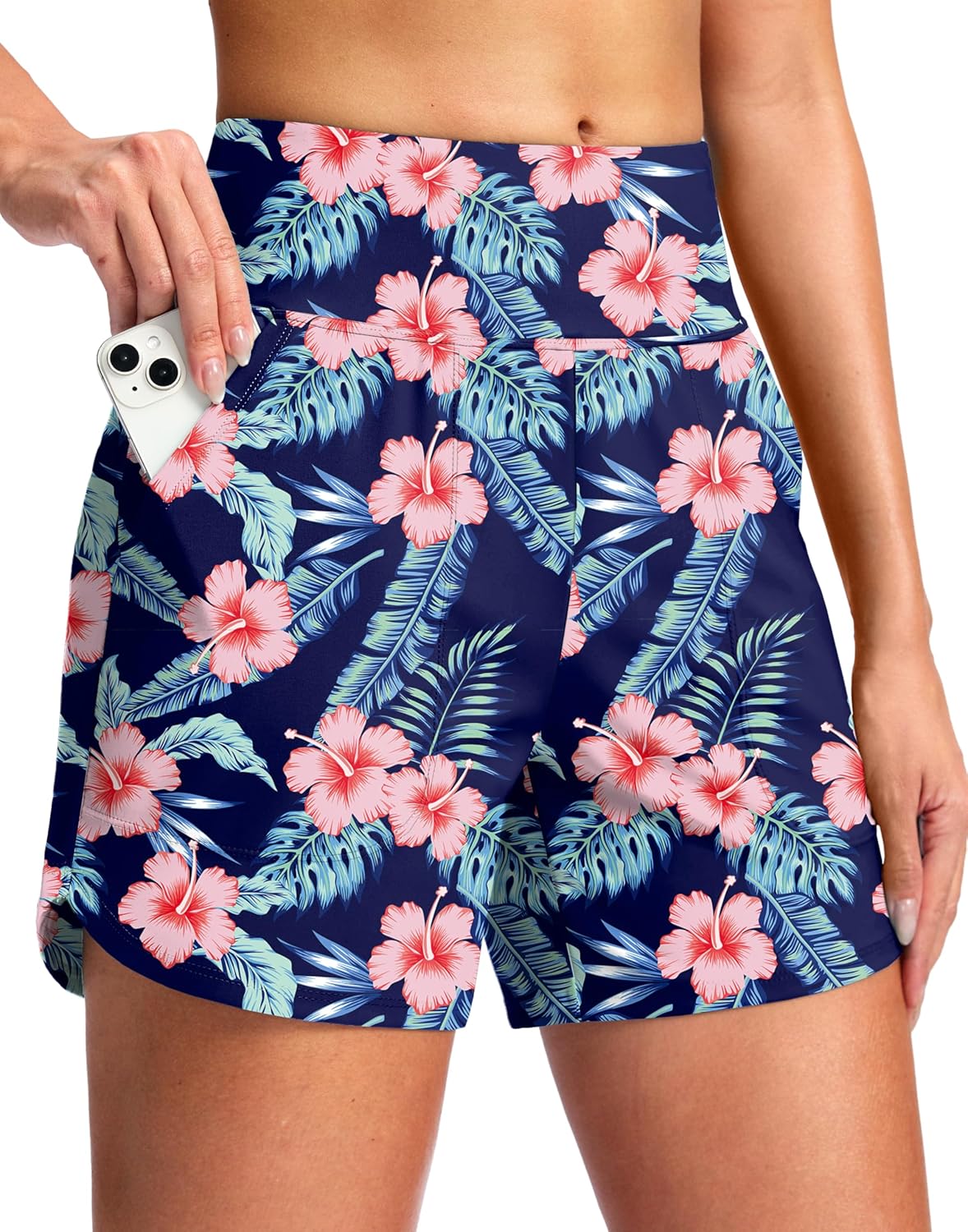 G Gradual Women's 5" Swim Board Shorts Quick Dry High Waisted Beach Shorts for Women Swimsuit Bottoms with Liner Pockets