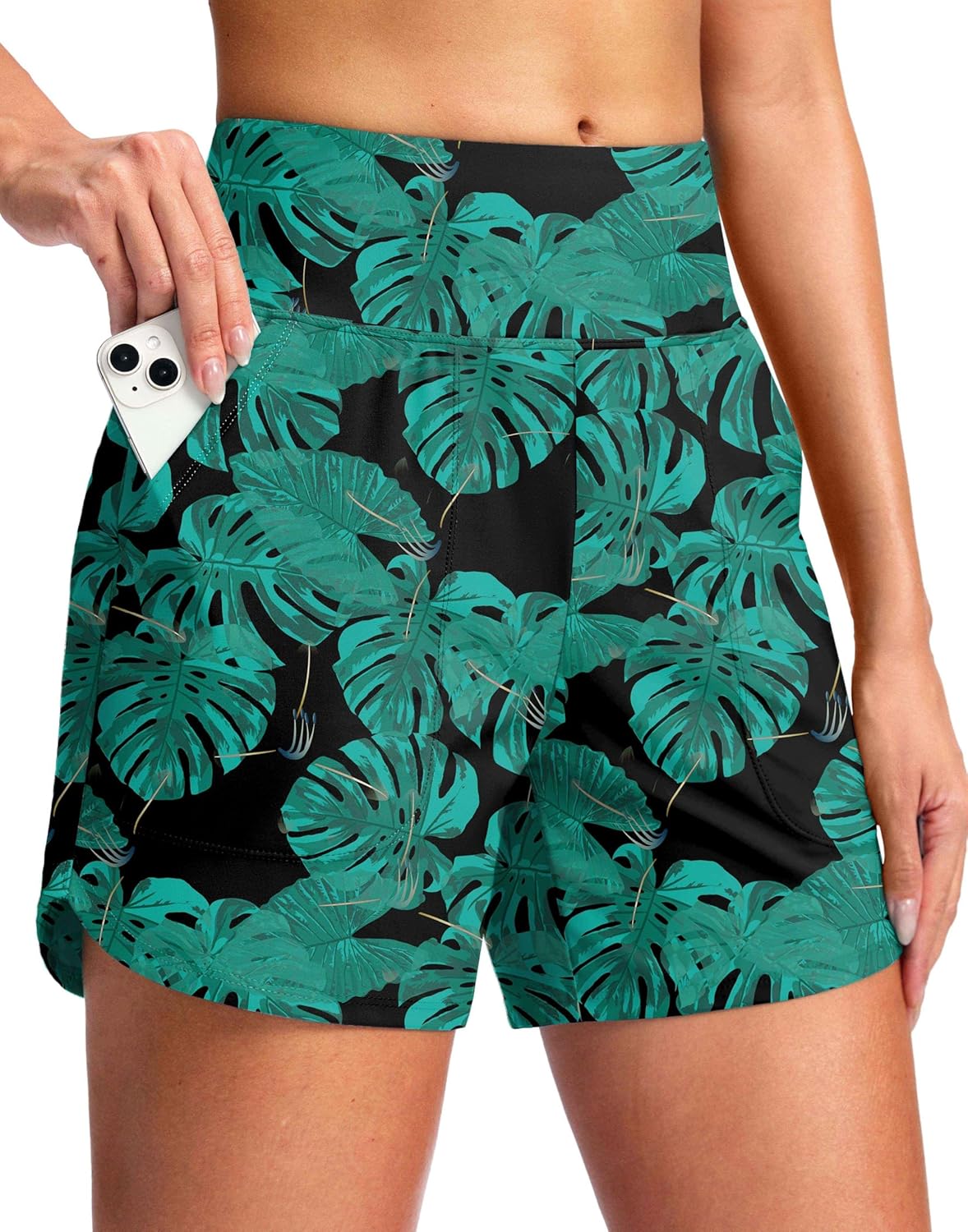 G Gradual Women's 5" Swim Board Shorts Quick Dry High Waisted Beach Shorts for Women Swimsuit Bottoms with Liner Pockets