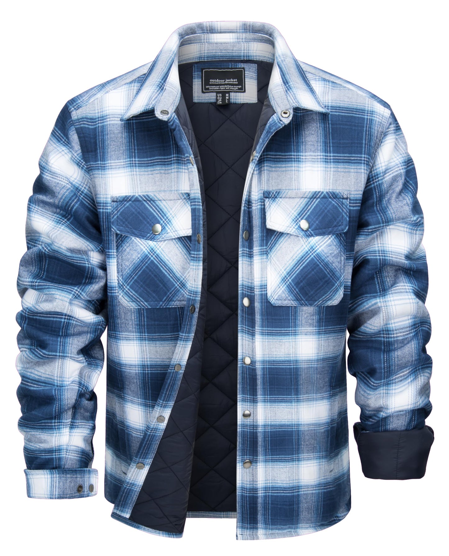 MAGNIVIT Mens Flannel Shirt Jacket Plaid Quilted Lined Coat Button Down Shirts Jacket Casual Winter Coat with Pocket