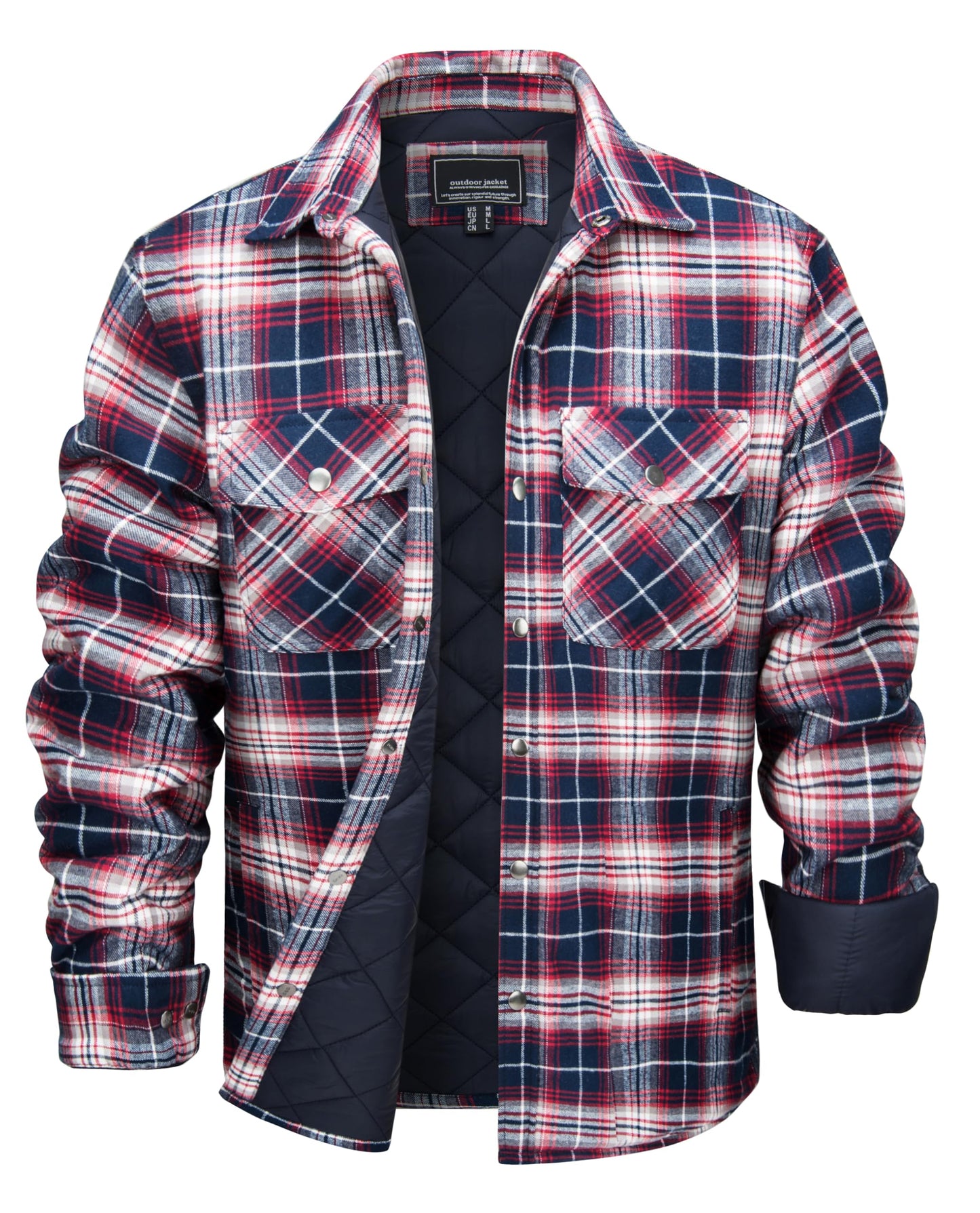 MAGNIVIT Mens Flannel Shirt Jacket Plaid Quilted Lined Coat Button Down Shirts Jacket Casual Winter Coat with Pocket