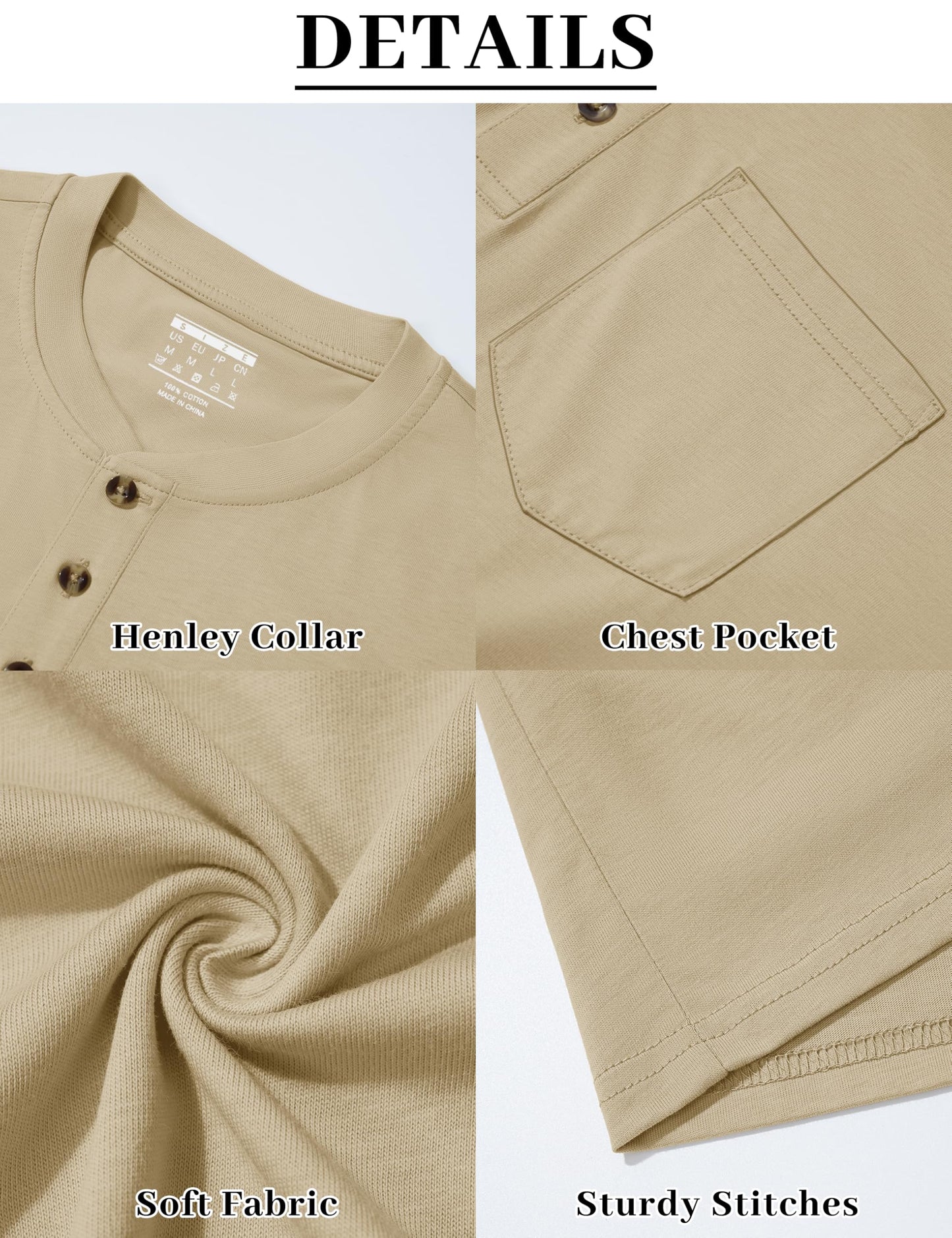 MAGNIVIT Mens Henley Shirts Long Sleeve with Pocket Fall Cotton Casual T-Shirts Plain Moisture Wicking Tee with 3 Button