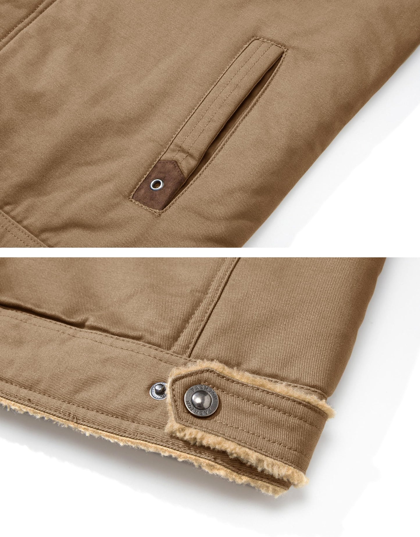 MAGNIVIT Men's Cotton Cargo Jacket Winter Sherpa Fleece Lined Work Jacket Coats with 5 Pockets