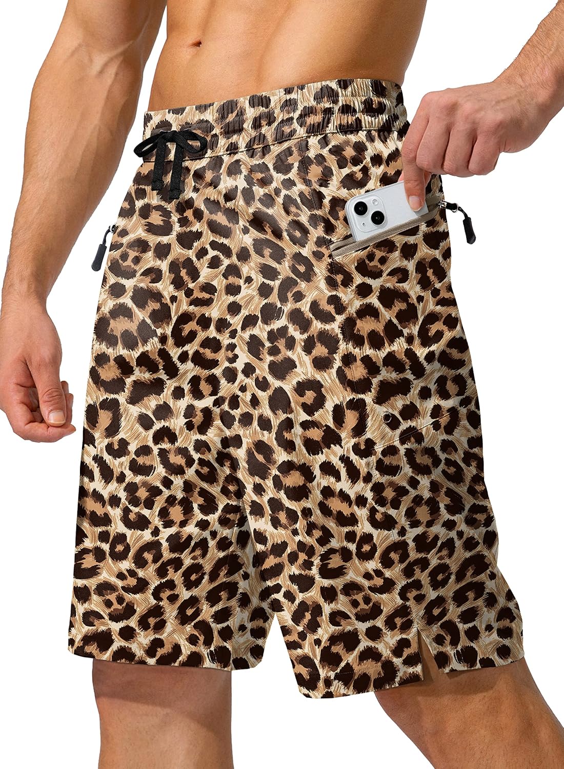 Men's Swim Trunks Quick Dry Board Shorts with Zipper Pockets Beach Shorts Bathing Suits for Men - No Mesh Liner