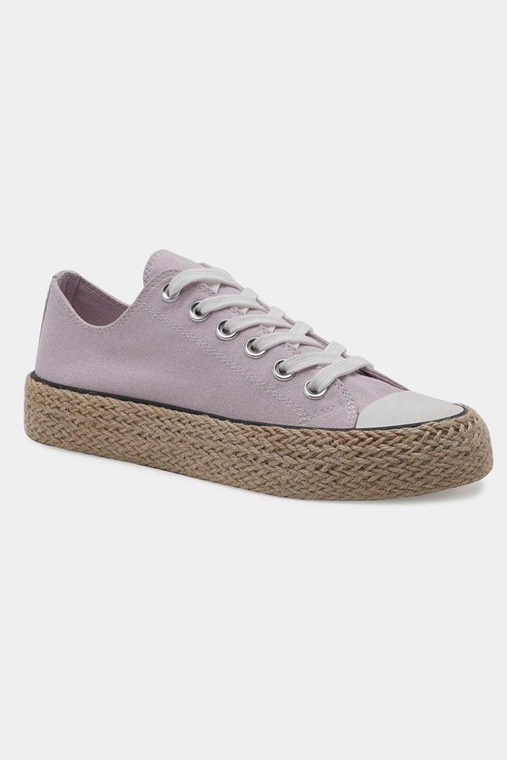 MayFair Lace Up Woven Espadrille Sole Sneakers-1