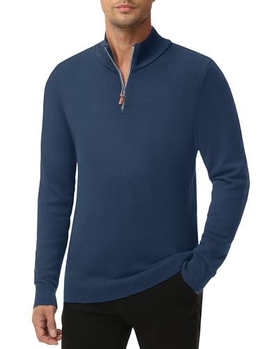 MAGNIVIT Men's Sweater Quarter Zip Pullover Fall Winter Spring Polo Sweatshirts