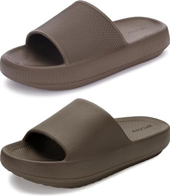 BRONAX Pillow Slippers+Arch Support Pillow Slippers Chocolate Size 9-10 Women/7.5-8.5 Men