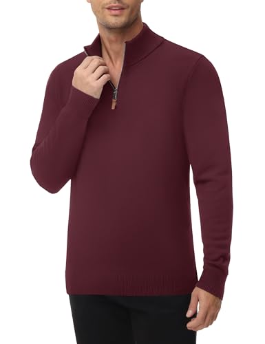 MAGNIVIT Men's Sweater Quarter Zip Pullover Fall Winter Spring Polo Sweatshirts
