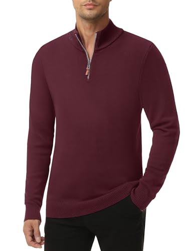 MAGNIVIT Men's Sweater Quarter Zip Pullover Fall Winter Spring Polo Sweatshirts