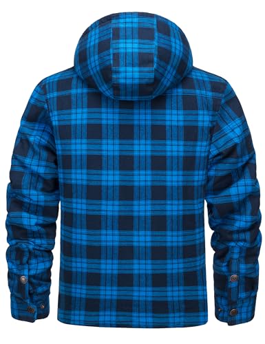 MAGNIVIT Mens Flannel Jacket Sherpa Fleece Lined Plaid Jackets Shirt Thick Snap Button Flannel Hoodie Cotton Winter Shacket