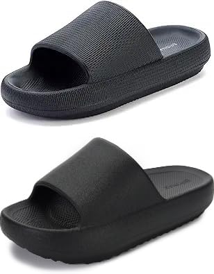 BRONAX Pillow Slippers+Arch Support Pillow Slippers Black Size 13.5-14.5 Women/ 11.5-12.5 Men