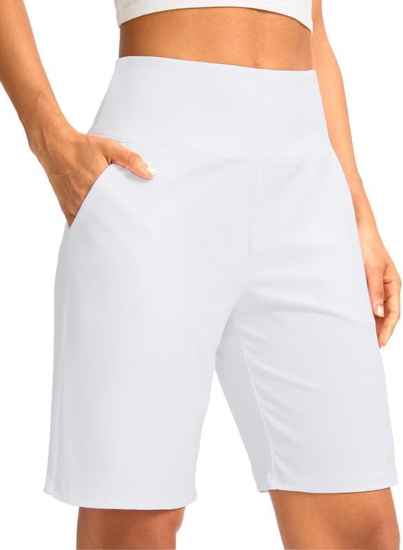 G Gradual Women's Bermuda Long Shorts with Pockets 9" High Waisted Knee Length Shorts for Women Walking Athletic Workout
