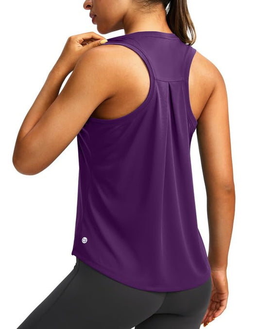 Women's Workout Tops Racerback Athletic Tank Tops Sleeveless Loose Fit Yoga Running Gym Shirts for Women