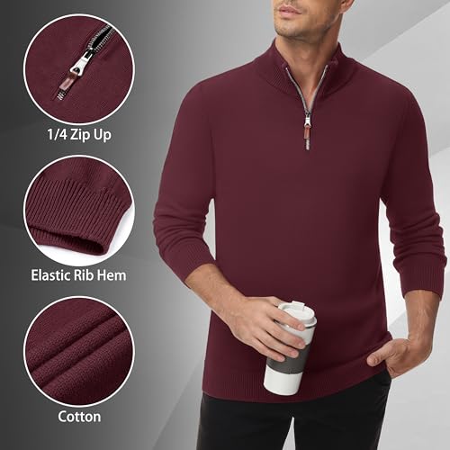 MAGNIVIT Men's Sweater Quarter Zip Pullover Fall Winter Spring Polo Sweatshirts