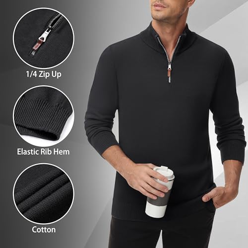 MAGNIVIT Men's Sweater Quarter Zip Pullover Fall Winter Spring Polo Sweatshirts