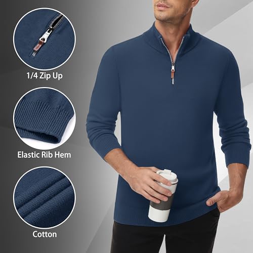MAGNIVIT Men's Sweater Quarter Zip Pullover Fall Winter Spring Polo Sweatshirts