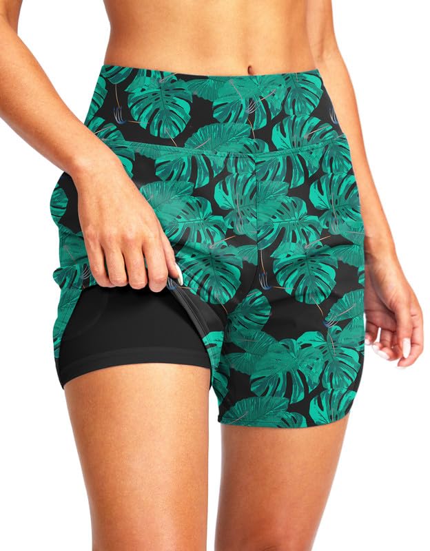 G Gradual Women's 5" High Waisted Swim Board Shorts Quick Dry UPF 50+ Swimming Beach Shorts for Women with Liner Pockets