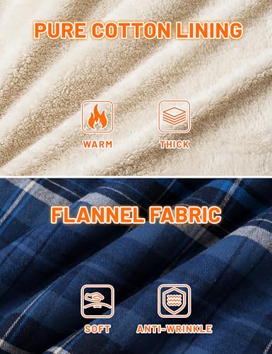 MAGNIVIT Mens Flannel Jacket Sherpa Fleece Lined Plaid Jackets Shirt Thick Snap Button Flannel Hoodie Cotton Winter Shacket