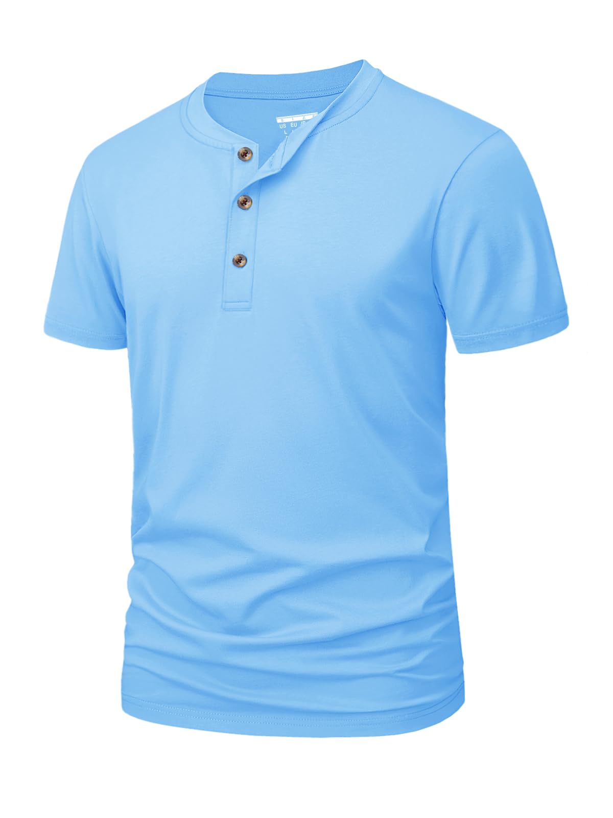 MAGNIVIT Mens Henley Shirts Short Sleeve Cotton Casual Summer Basic T-Shirts 3 Button Solid Collarless Shirts for Work