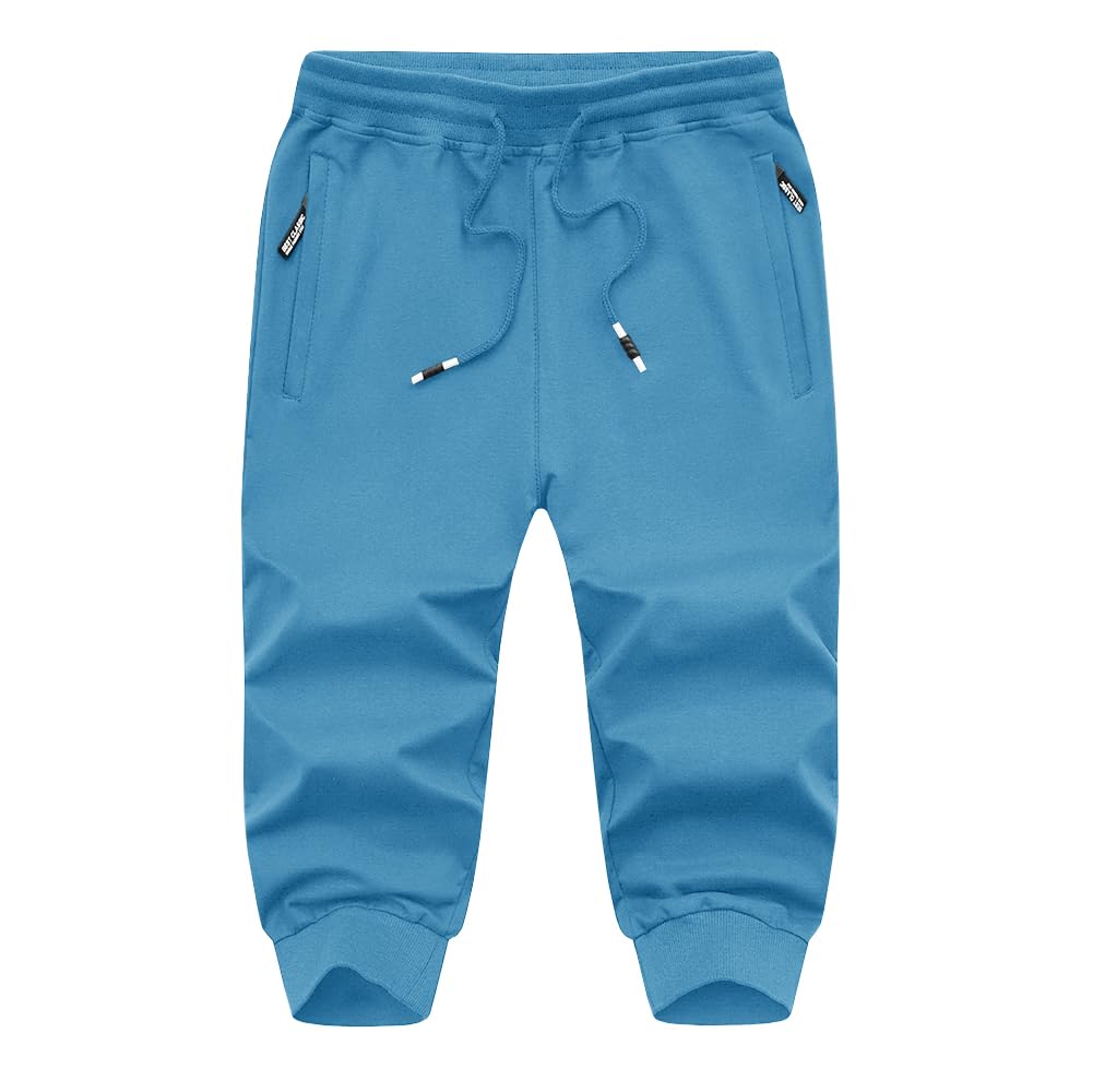 MAGNIVIT Men's 3/4 Jogger Capri Pants Workout Gym Below Knee Shorts Zipper Pockets Jogger Sweatpant Capris for Men