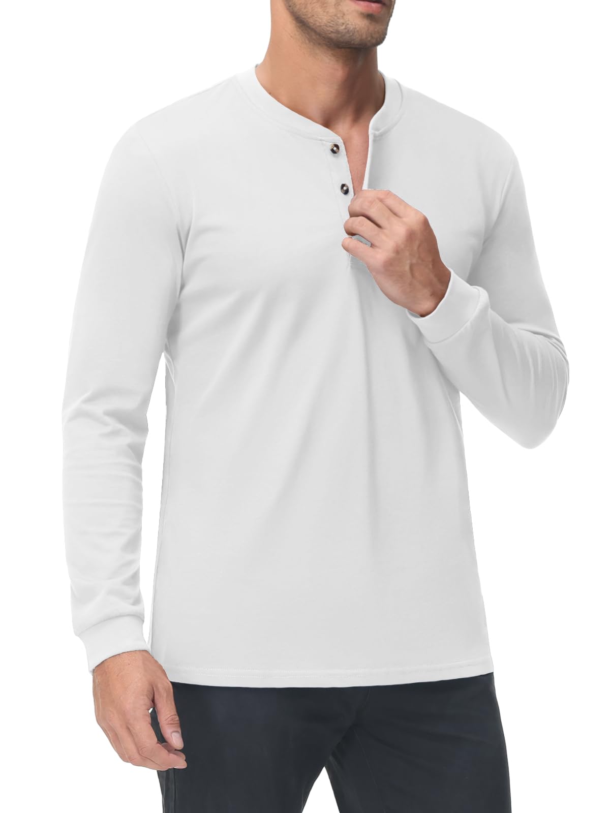 MAGNIVIT Men's Long Sleeve Henley Shirts Cotton 3-Button Spring Casual T-Shirts Solid Color Soft Basic Tops 2025