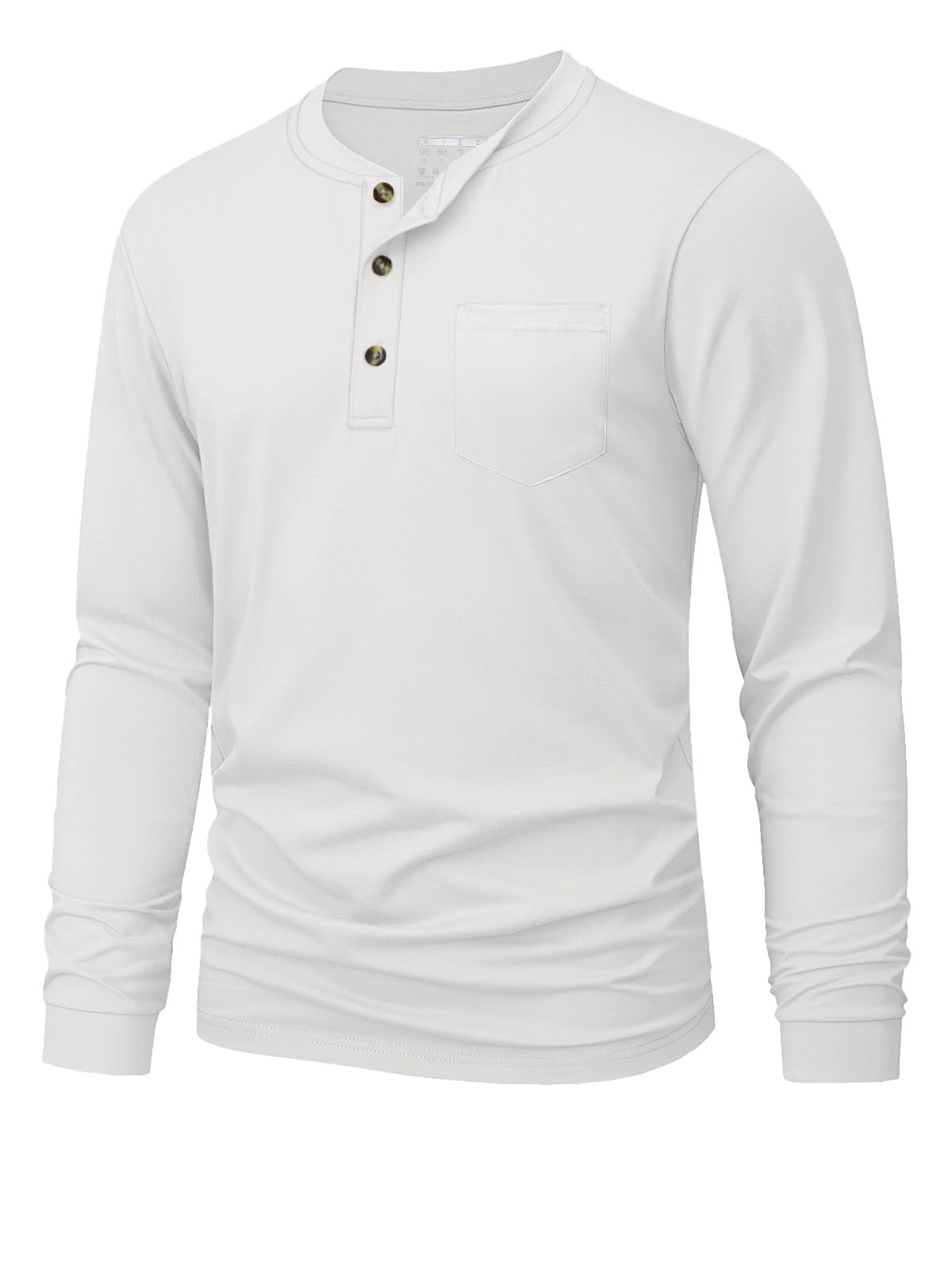 MAGNIVIT Mens Henley Shirts Long Sleeve with Pocket Fall Cotton Casual T-Shirts Plain Moisture Wicking Tee with 3 Button