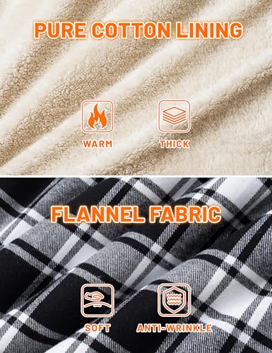 MAGNIVIT Mens Flannel Jacket Sherpa Fleece Lined Plaid Jackets Shirt Thick Snap Button Flannel Hoodie Cotton Winter Shacket