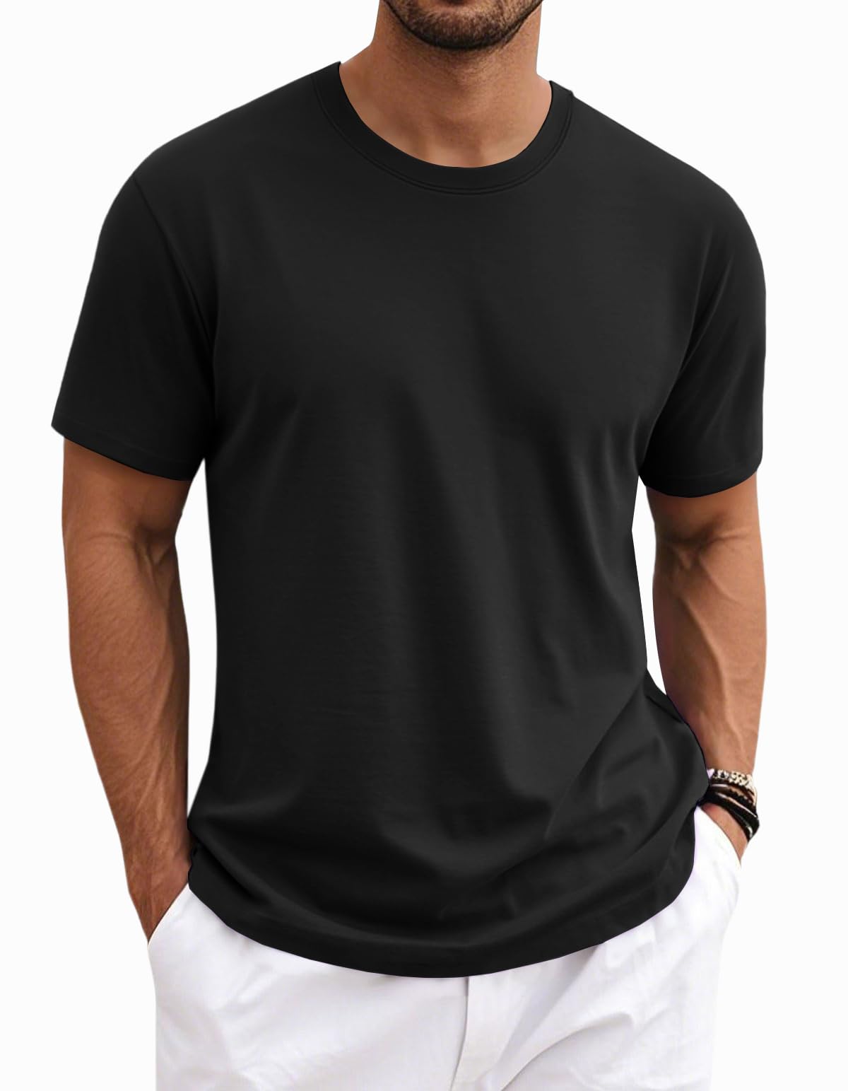 MAGNIVIT Men's Shirts Short Sleeve Cotton T-Shirt Crew Neck Light Tees Classic Basic Casual Tops Plain Soft Shirt