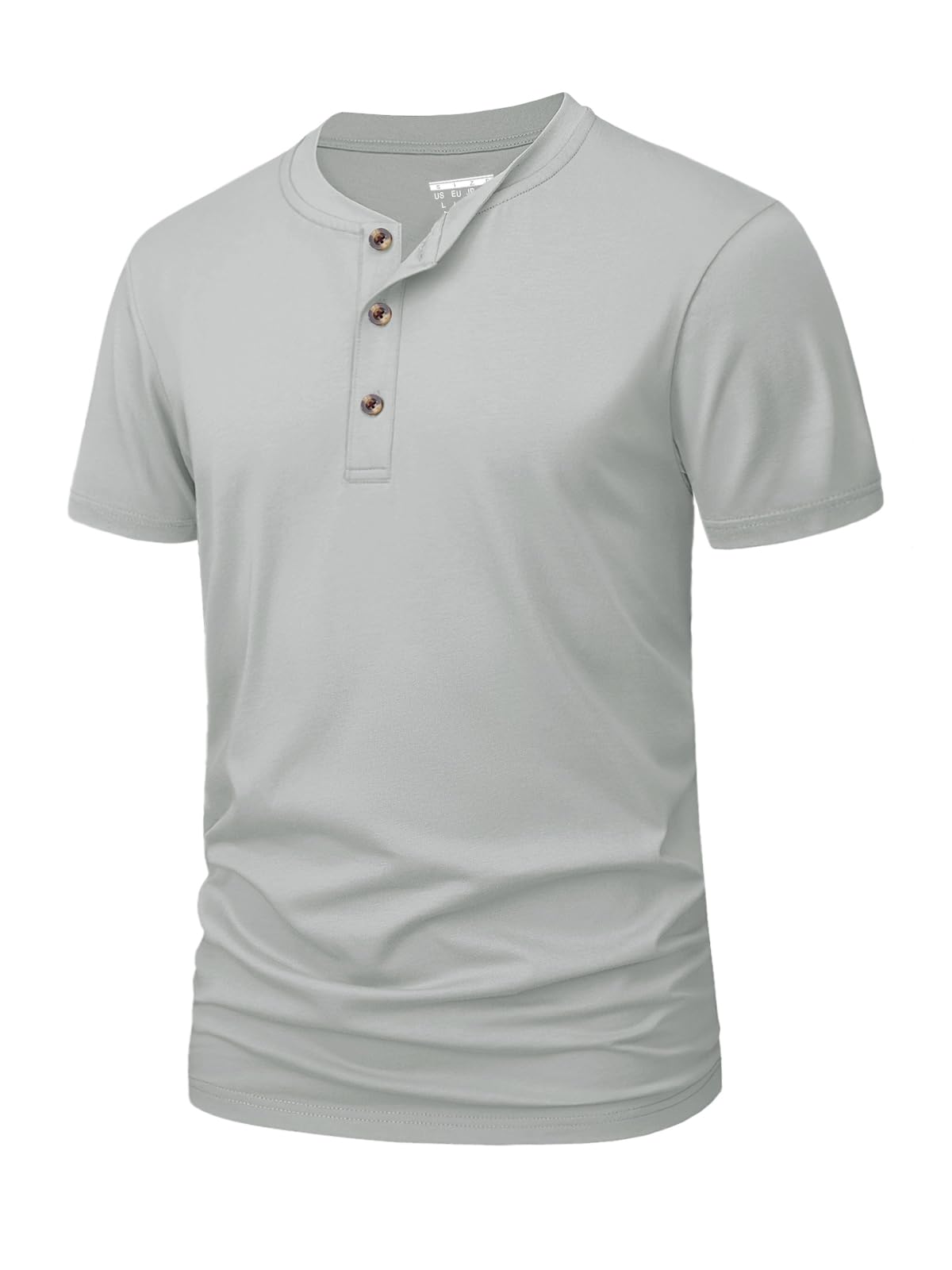 MAGNIVIT Mens Henley Shirts Short Sleeve Cotton Casual Summer Basic T-Shirts 3 Button Solid Collarless Shirts for Work