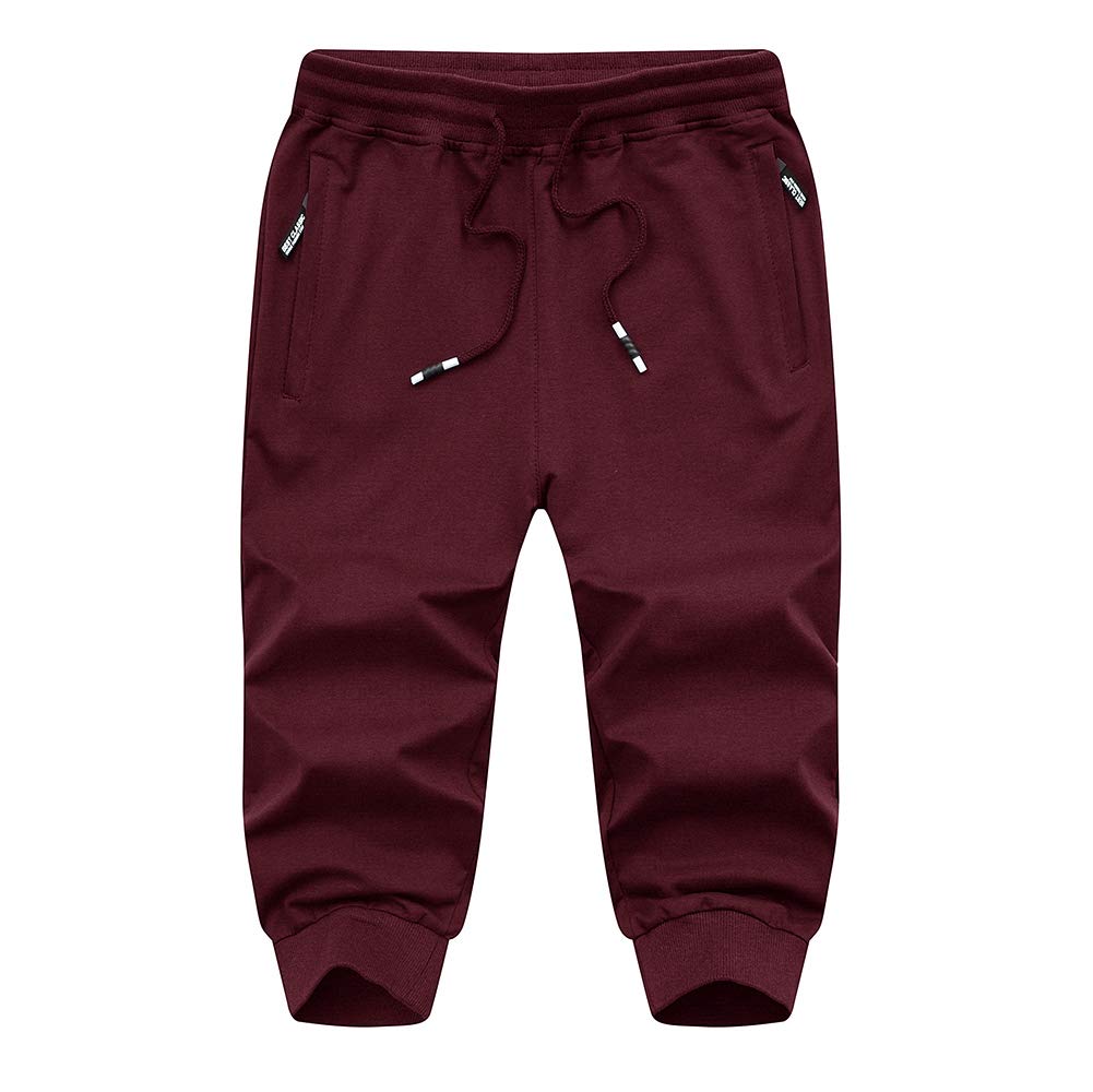 MAGNIVIT Men's 3/4 Jogger Capri Pants Workout Gym Below Knee Shorts Zipper Pockets Jogger Sweatpant Capris for Men